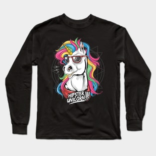 Hipster Unicorn Long Sleeve T-Shirt